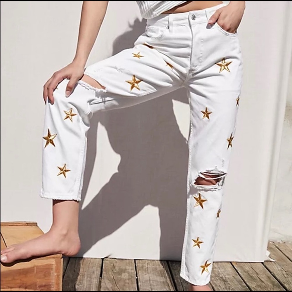 Free People Fast Times Star Mom Jeans Size 26